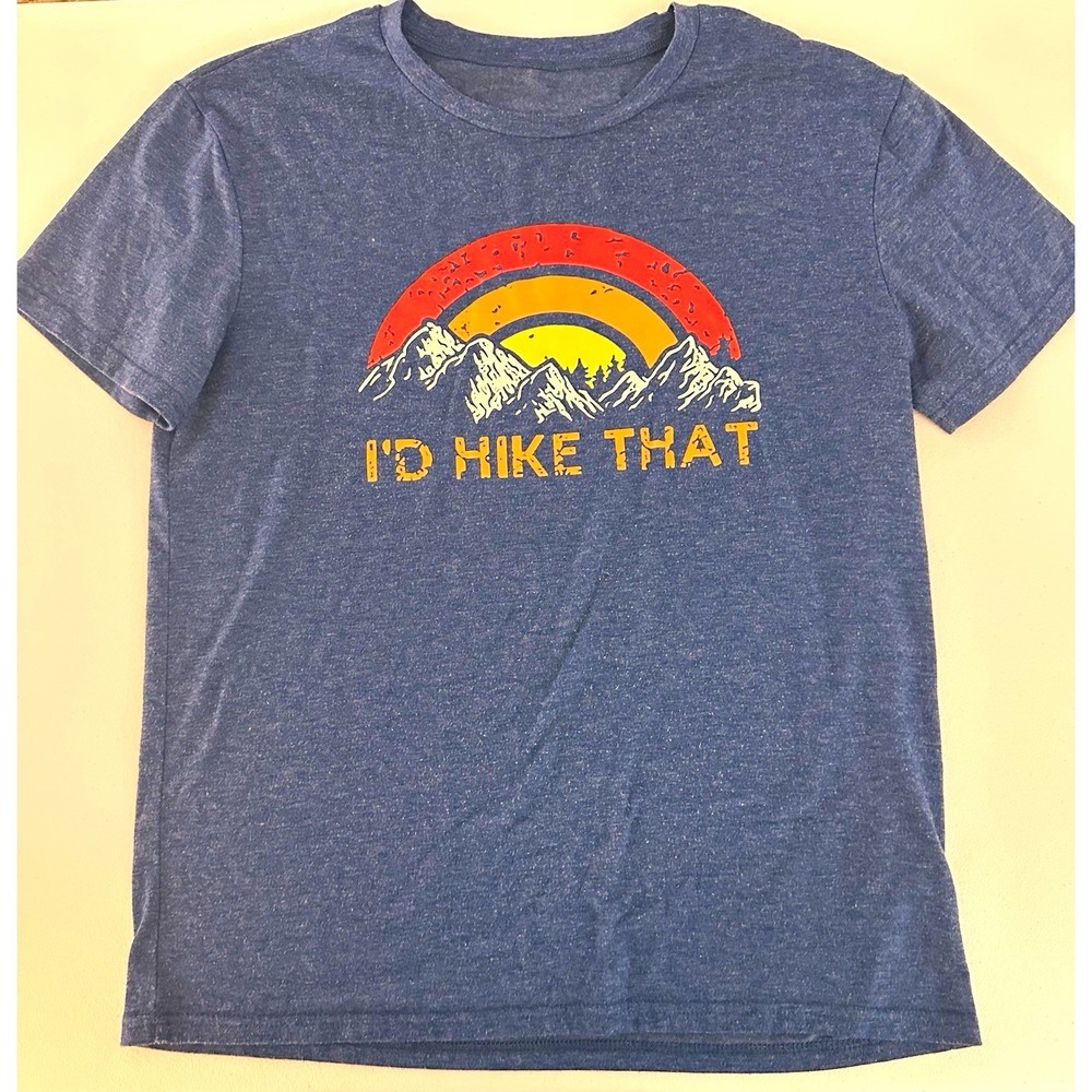 & Other Stories Men's Blue Crew Neck Short Sleeve Graphic Print T-Shirt L